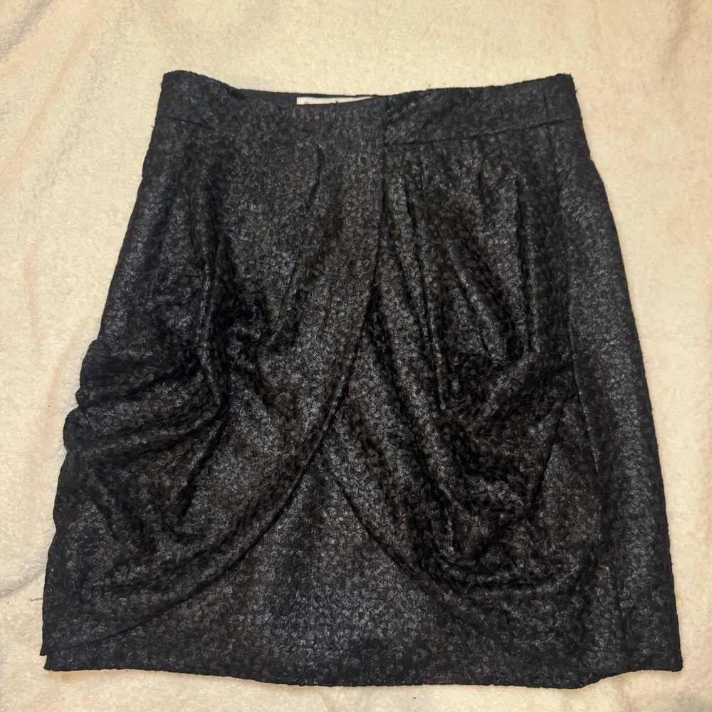 Tibi New York Black Textured Draped Skirt Size 0